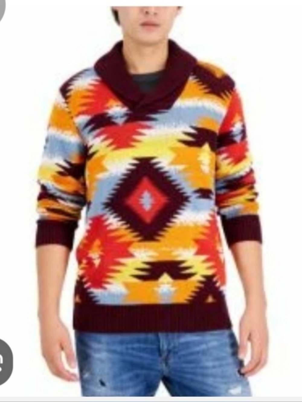 Sun + Stone Multicolor Knit Sweater - Red, Orange, Yellow, Brown, Purple Sz M